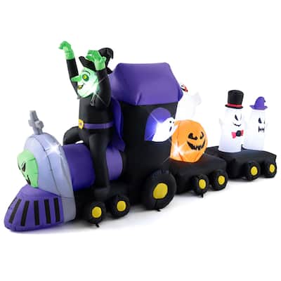 Costway 8.2 ft Long Halloween Inflatable Train LED Lighted Train w/ - See Details