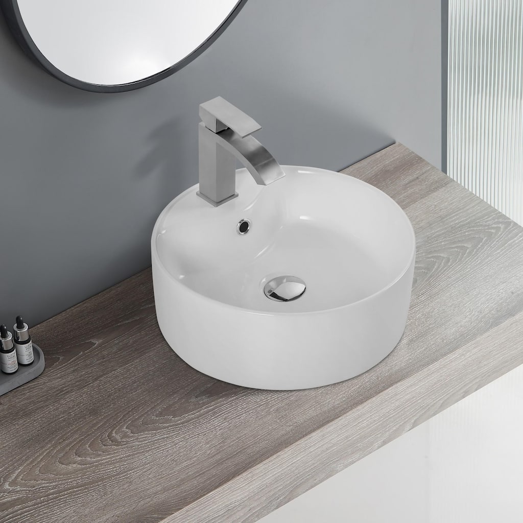 15.9" Round Countertop Ceramic Washbasin