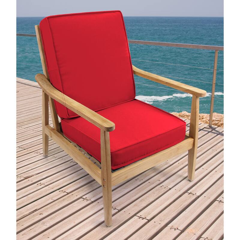 Sunbrella 22" x 45" Red Solid Outdoor Deep Seat Chair Cushion Set with Ties - 45'' L x 22'' W x 4'' H