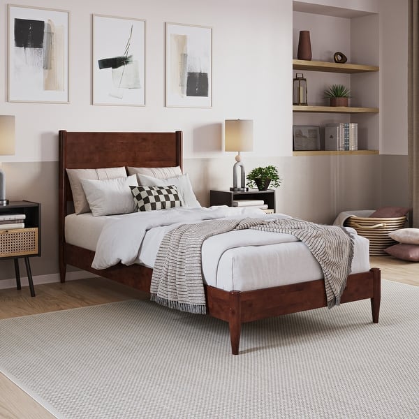 slide 2 of 11, Pasadena Solid Wood Low Profile Platform Bed Walnut - Twin XL