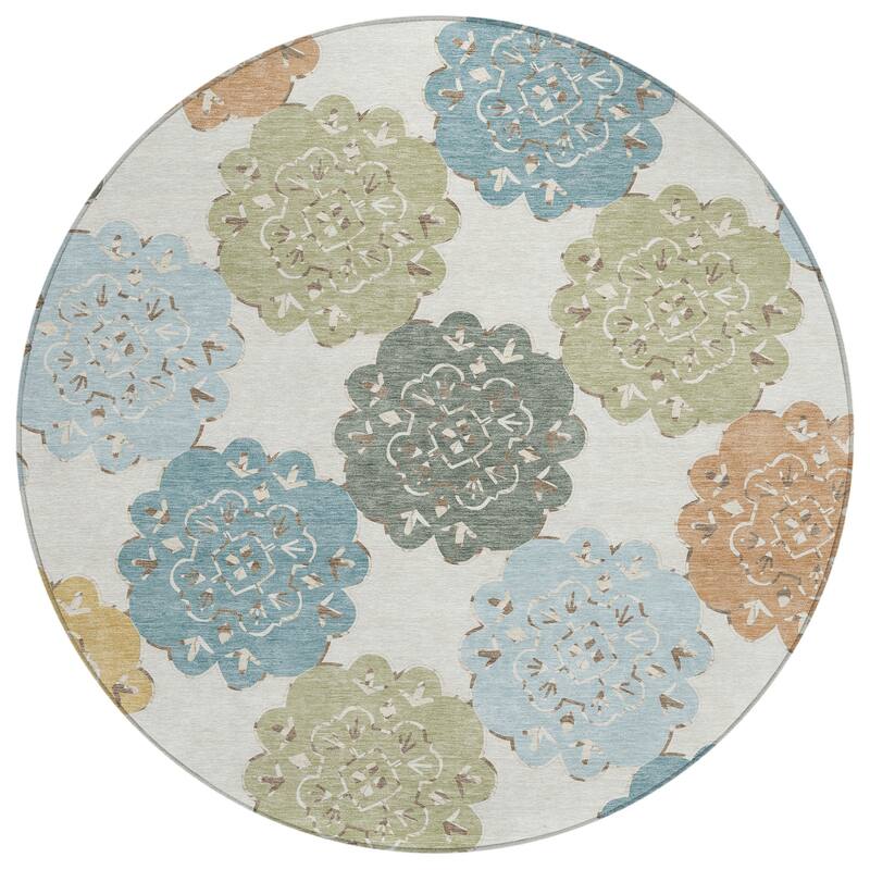 Machine Washable Indoor/ Outdoor Global Motif Chantille Rug