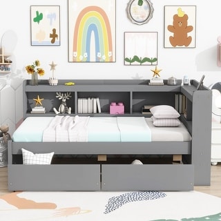 Rubber Wood Twin Loft Bed w/Storage Cabinet,Drawers and Pull Out Desk