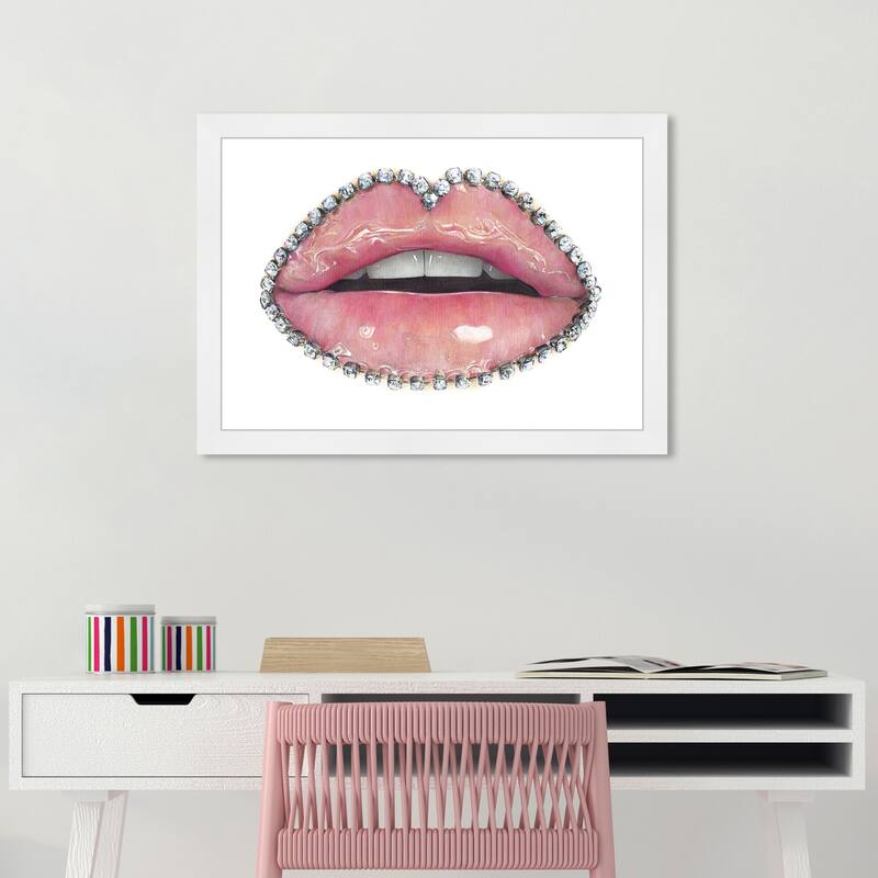 Wynwood Studio Prints Fashion and Glam Pink Lips Pink and Pastel Pink Glam Wall Art Canvas Print - White