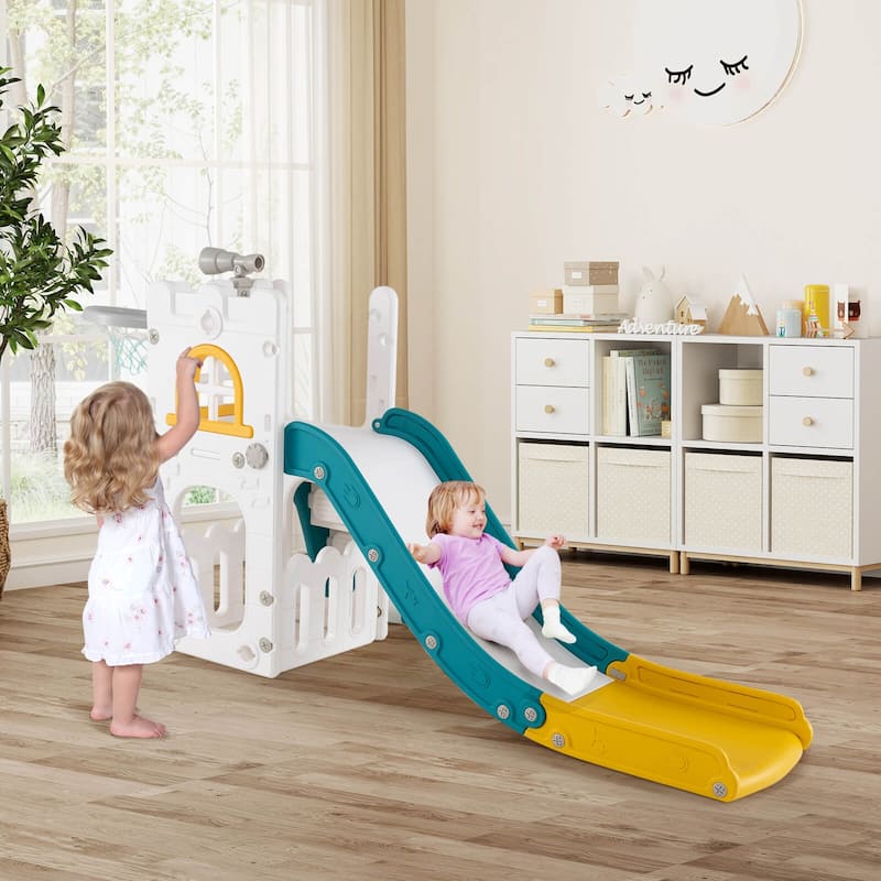 Costway 6 in 1 L-shaped Toddle Slide for Toddlers Age 1-3 Baby Slide