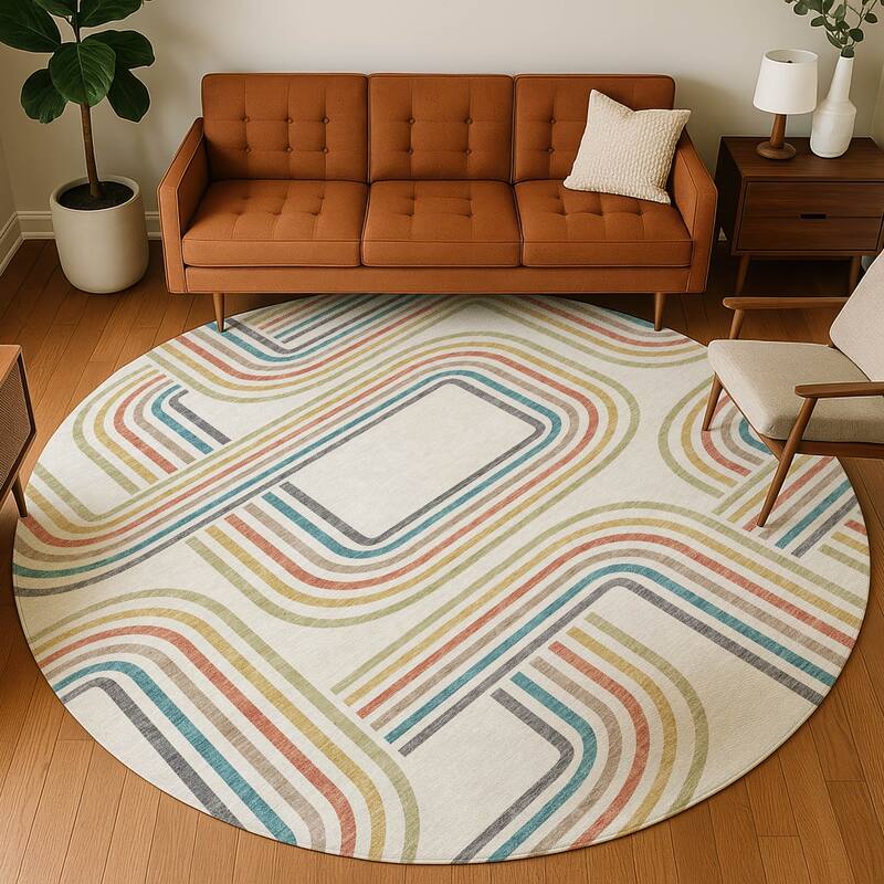 Machine Washable Indoor/ Outdoor Modern Leawood Chantille Rug