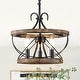 preview thumbnail 21 of 29, Cusp Barn 5-Light Farmhouse Wood Chandelier Adjustable Handmade Rustic Drum Ceiling Light Fixture Hanging Lamp for Foyer Kitchen