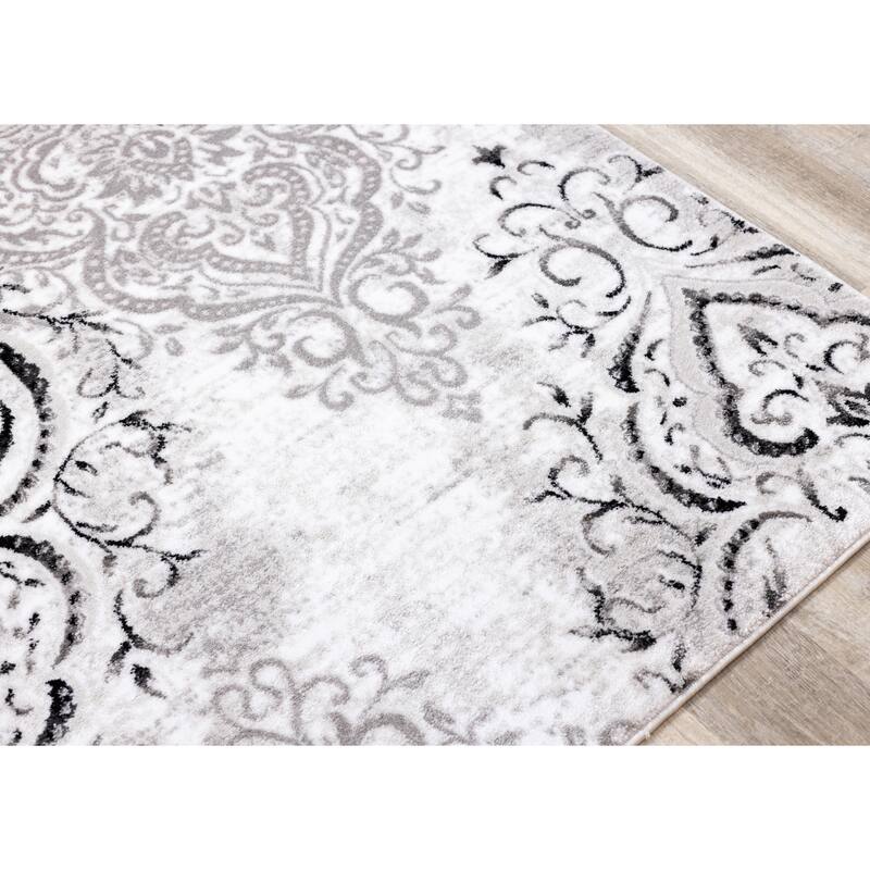 Perry Collection - Venetian Silver Damask Rug
