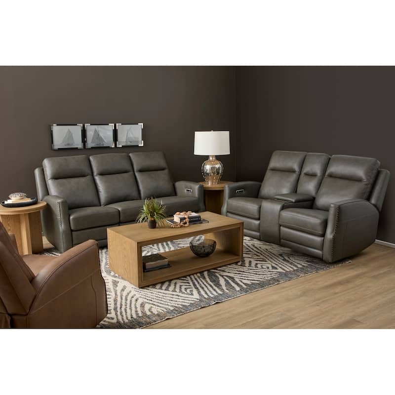 Maxwellton Cedar Power Reclining Loveseat with Console, Power Headrests and Lumbar by Flexsteel - 69" x 42" x 39"