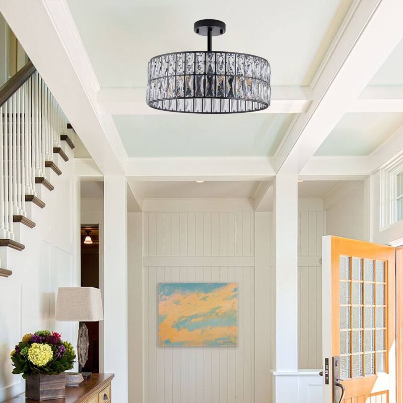 18" 6-Light Modern Crystal Drum Chandelier