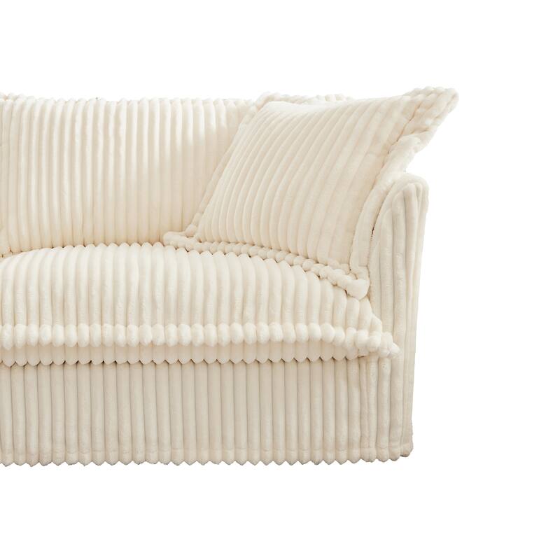 156.6" Corduroy U-Shape 4-Seater Sectional Sofa with Removable Slipcover, Deep Seat Design and French Edge Detailing