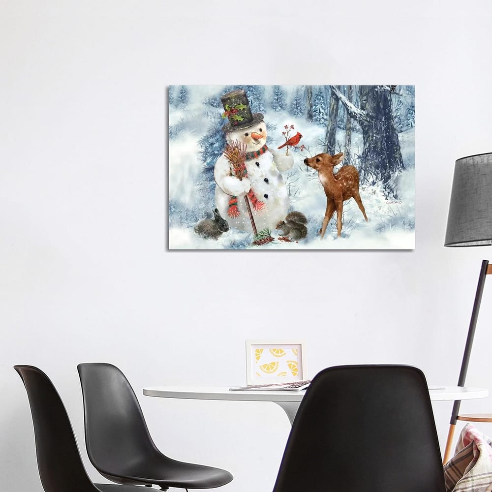 iCanvas "Woodland Snowman" by Giordano Studios Canvas Print