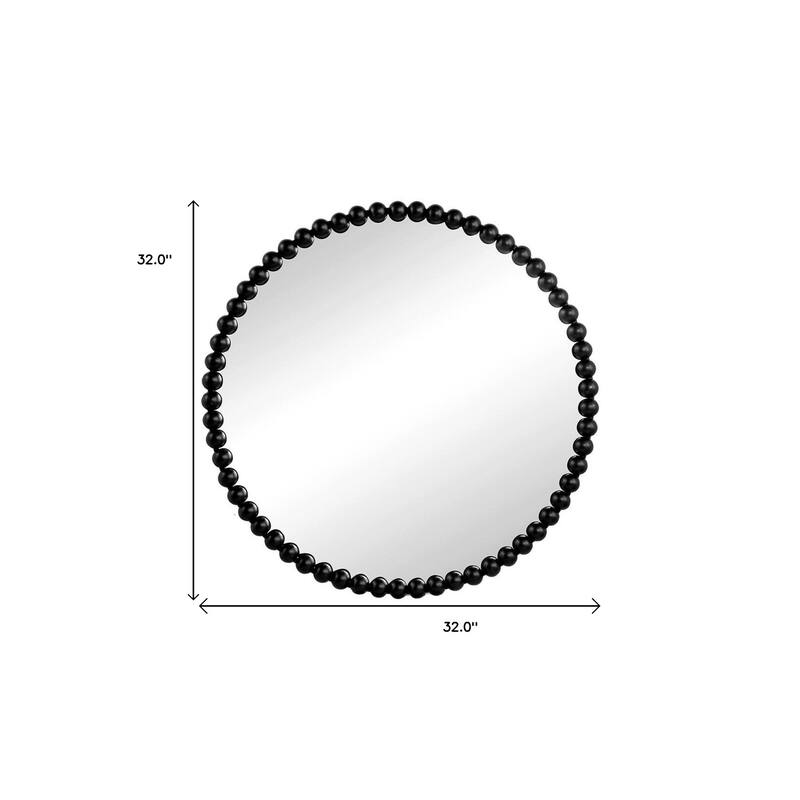 HomeRoots 32" Black Round Iron Framed Accent Mirror - 32' X '32' X '1