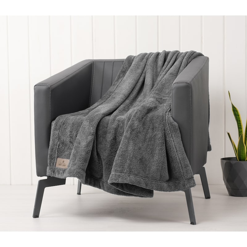 American Soft Linen Bedding Fleece Blanket - 50x60 - Gray