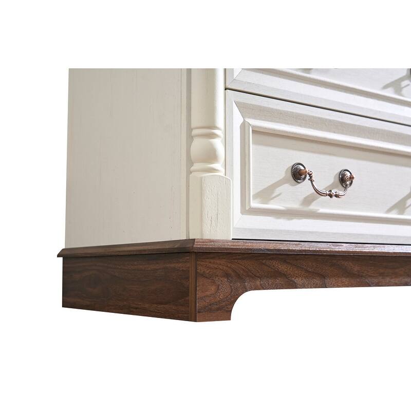 7 Drawer Dresser Chest for Bedroom with Wooden Base and Riser Trim