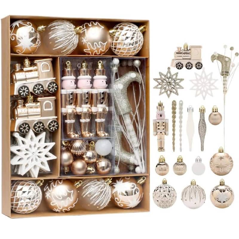50 Pcs Christmas Decoration Ball Ornaments Set for Holiday Party Wedding - N/A - Gold