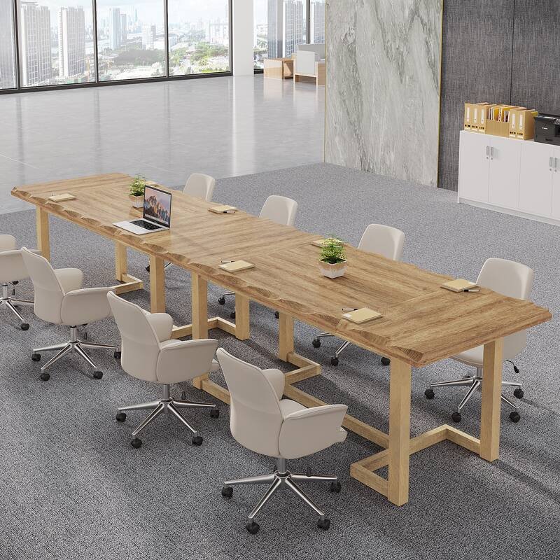 Wooden Conference Table, Rectangular Meeting Desk, Boardroom & Office Work Desk for Business Training Room