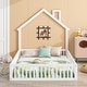 preview thumbnail 10 of 17, House-shaped Design Bed Full Size House Bed Rustic Country Floor Bed Wood Frame with Chimney, Fence Guardrail and Door White - Full