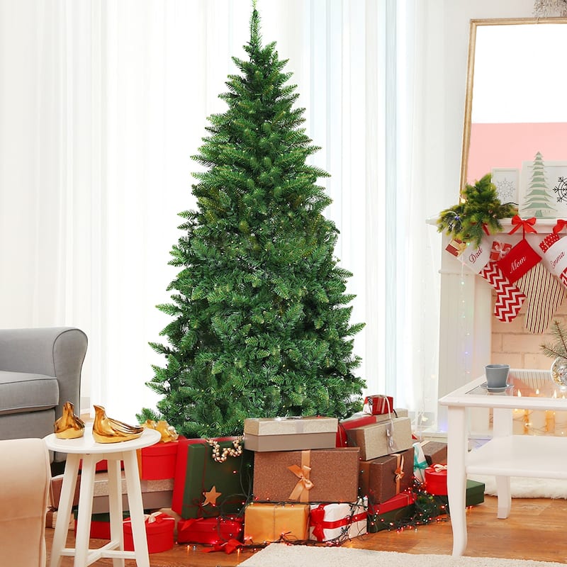 Gymax 6ft LED Pre-lit Half Christmas Tree PVC Artificial Tree w/ 8