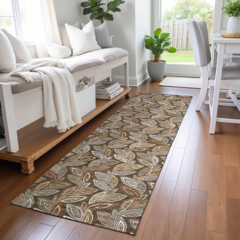 Machine Washable Indoor/ Outdoor Modern Rose Hill Chantille Rug
