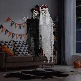 Lighted Skeleton Couple with Sound Halloween Decoration - 47"