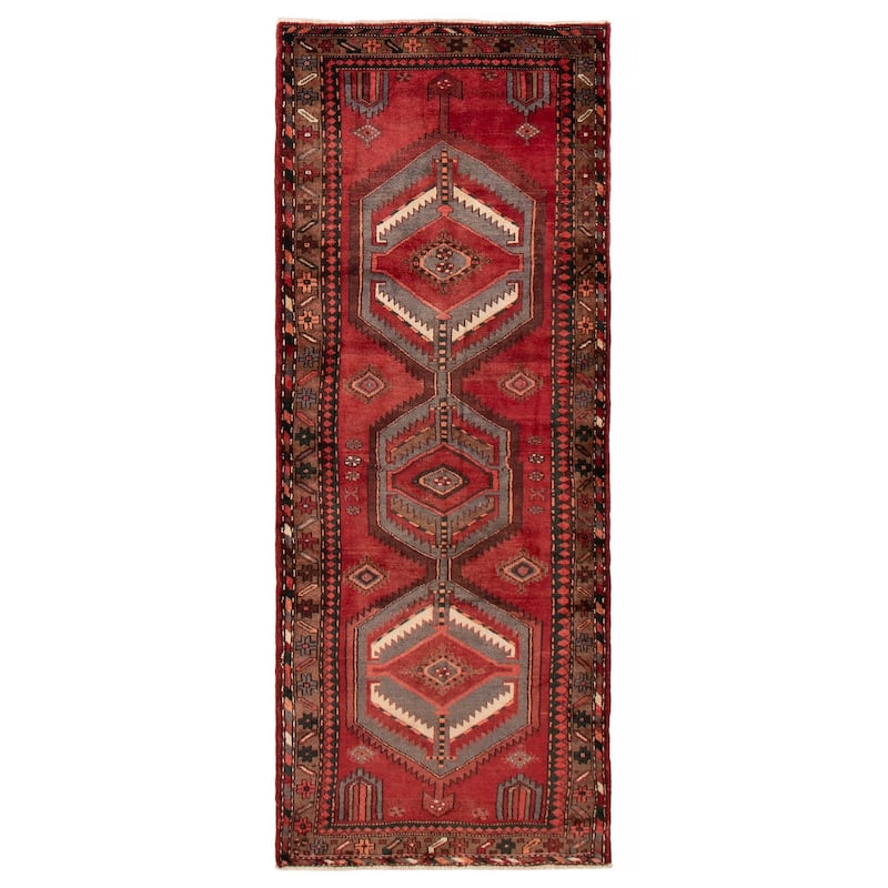 ECARPETGALLERY Hand-knotted Andelz Red Wool Rug - 3'8 x 9'6 - Red - 3'8 x 9'6
