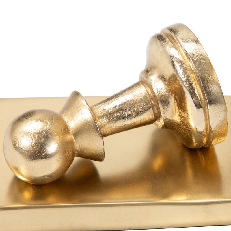 Decorative Metal Chess Pawn Bookends - Set of 2, 11", Gold - 11.0"