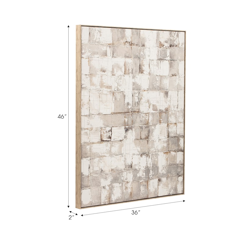 Canvas Wall Art Framed Handpainted Neutral Toned Palette - 2" Multi