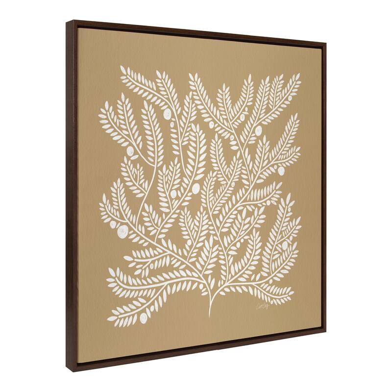 Kate and Laurel Sylvie Tan White Tree of Life Framed Canvas by Cat Coquillette