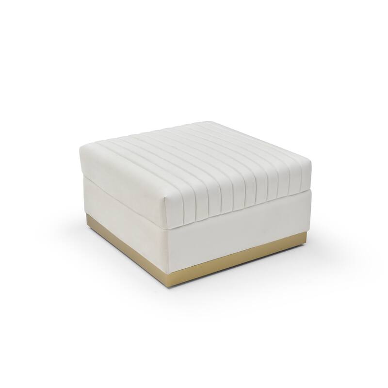 Contemporary Vertical Channel Tufted Velvet Big Size Ottoman Modern Upholstered Foot Rest for Living Room Apartment