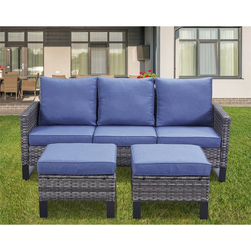 Gymojoy 6-Piece Outdoor Furniture Sofa Chair Table with Ottoman