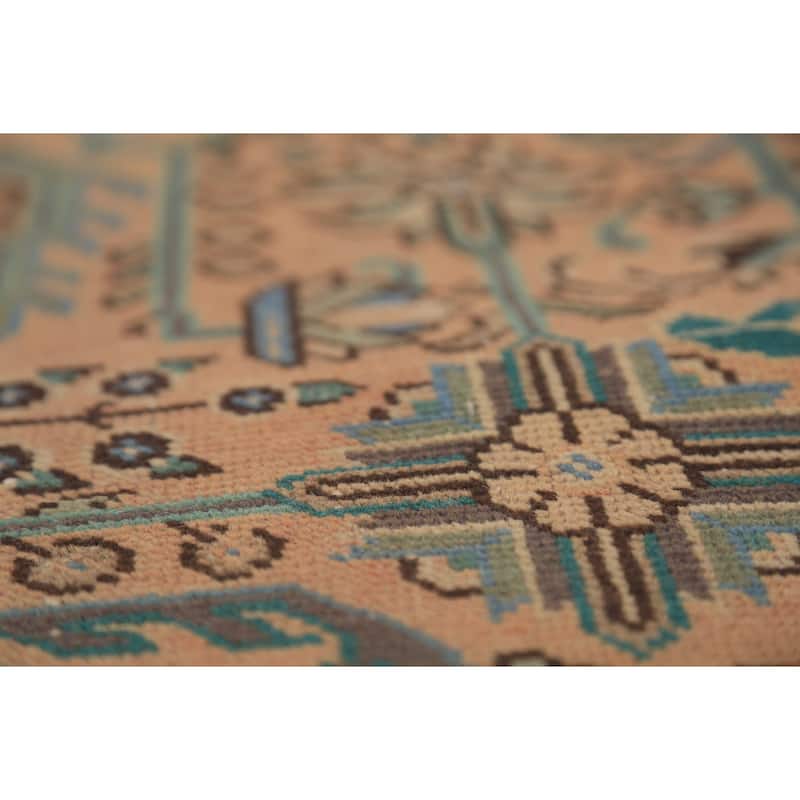 Handmade Tabriz Persian Vintage Area Orange Wool Carpet - 6'7" x 9'9"