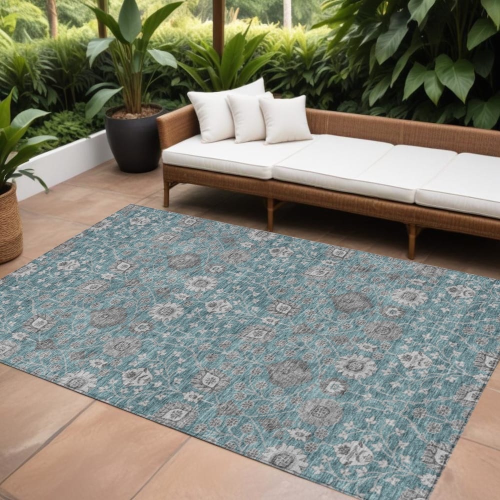 HomeRoots Floral Transitional Rectangle Outdoor Rug