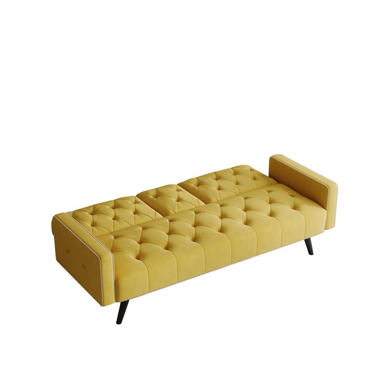 72 inch Velvet Sofa Bed With Two Cup Holders