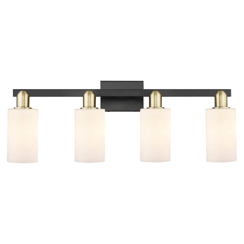 Innovations Lighting 716-4W-11-31 Clymer Vanity Clymer 4 Light 31" - Black Antique Brass / Matte White
