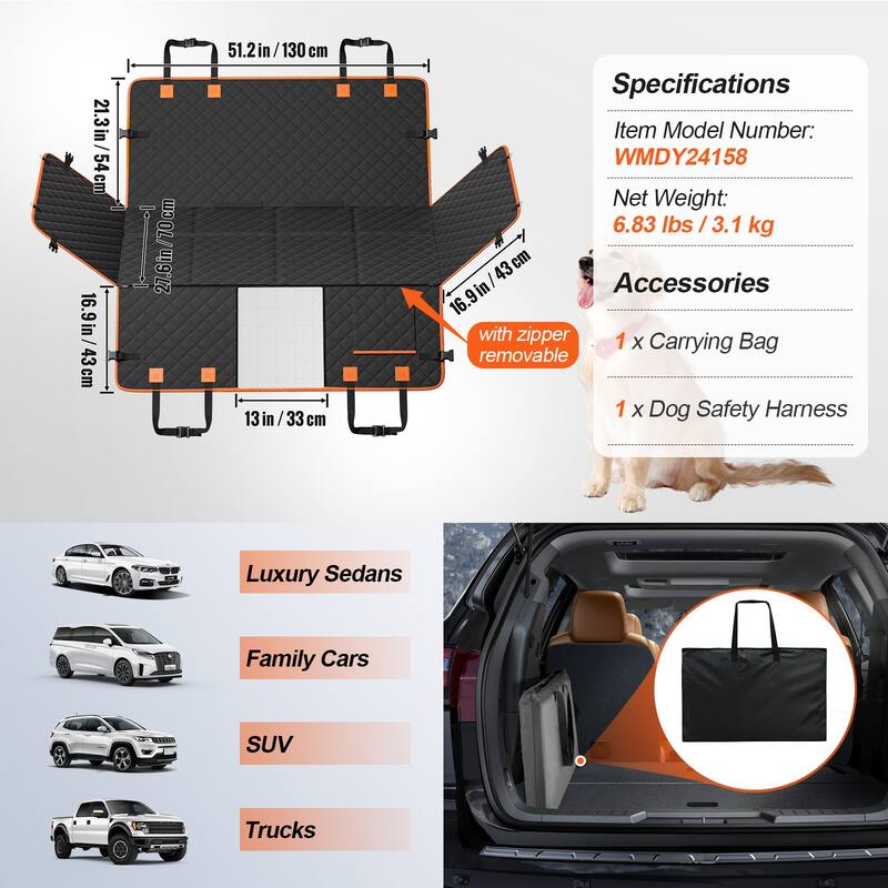 Back Seat Extender for Dogs,Dog Hammock for Car Back seat,Dog Car Seat Cover with Hard Bottom Dog Car Seat Bed