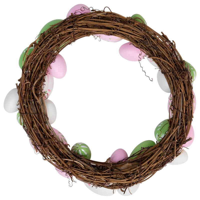 Easter Egg Grapevine Wreath - 10" - Pink/Green