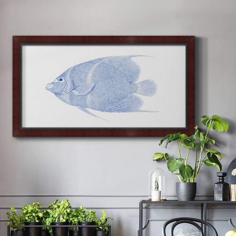 Blue & White Tropical Fish V Premium Framed Canvas- Ready to Hang