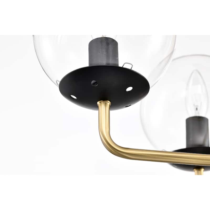 Leila 19 Inch Clear Globe Shade Modern Linear Chandelier 4 Light - N/A