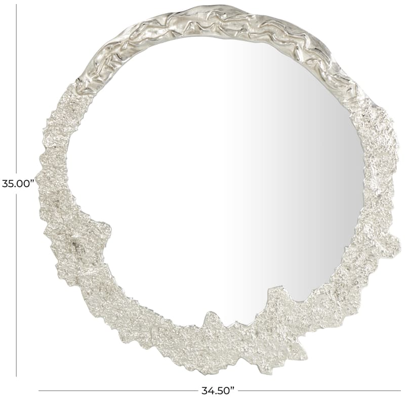 Aluminum Metal Abstract Wall Mirror with Unfinished Texture - Gold or Silver - Roche River Decor