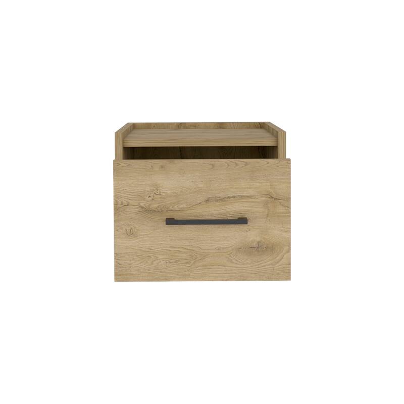 Wall-Mounted Nightstand with Drawer and Surface, Space-Saving Design, Durable Manufactured Wood