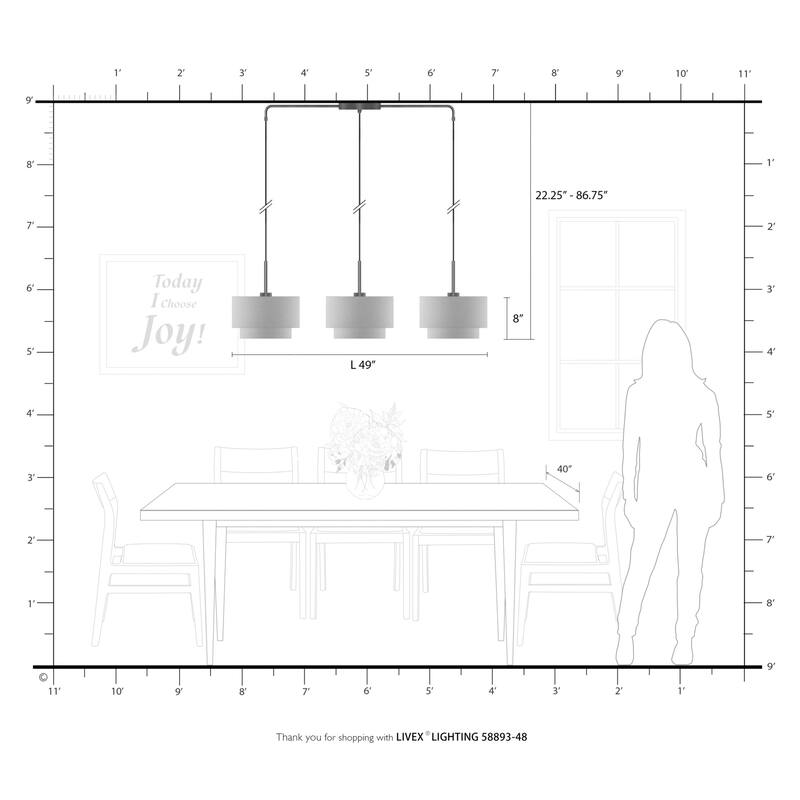 Livex Lighting 58893 Bellingham 3 Light 49" Wide Linear Pendant