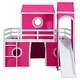 preview thumbnail 16 of 18, Impression Playhouse Inspired Bed, Full Size Loft Bed with Slide Pink Tent and Tower, Spacious Under Bed Space