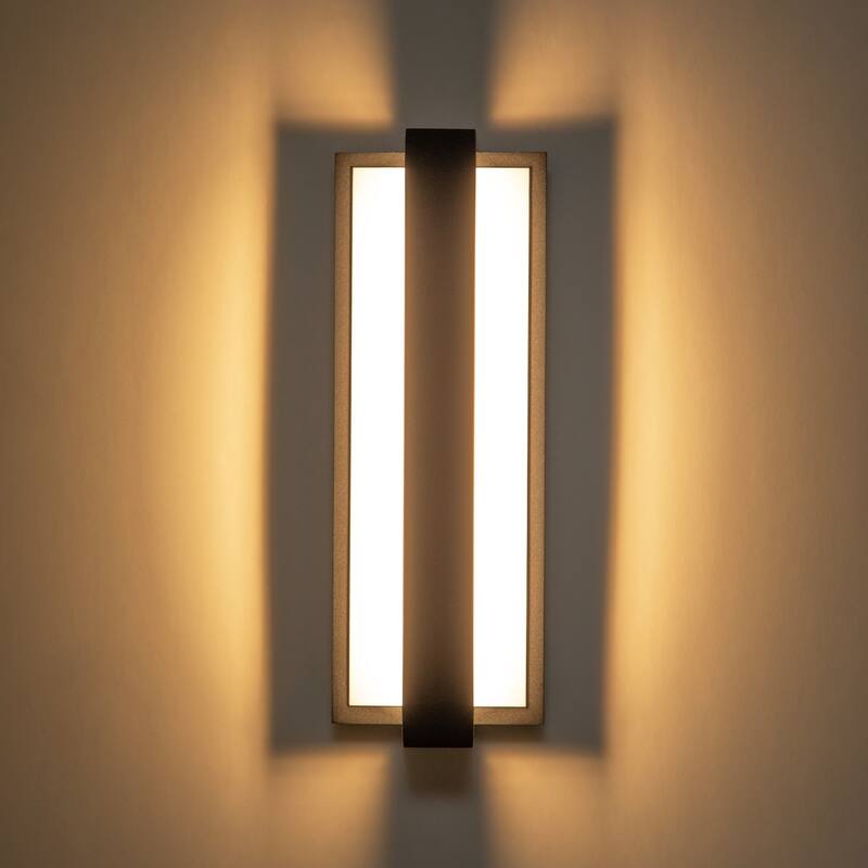 13.5" Modern Industrial Black Square Wall Light Waterproof IP54 Integrated LED Outdoor Wall Light
