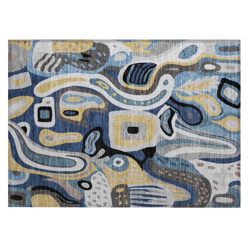 Machine Washable Indoor/ Outdoor Modern Picasy Chantille Rug