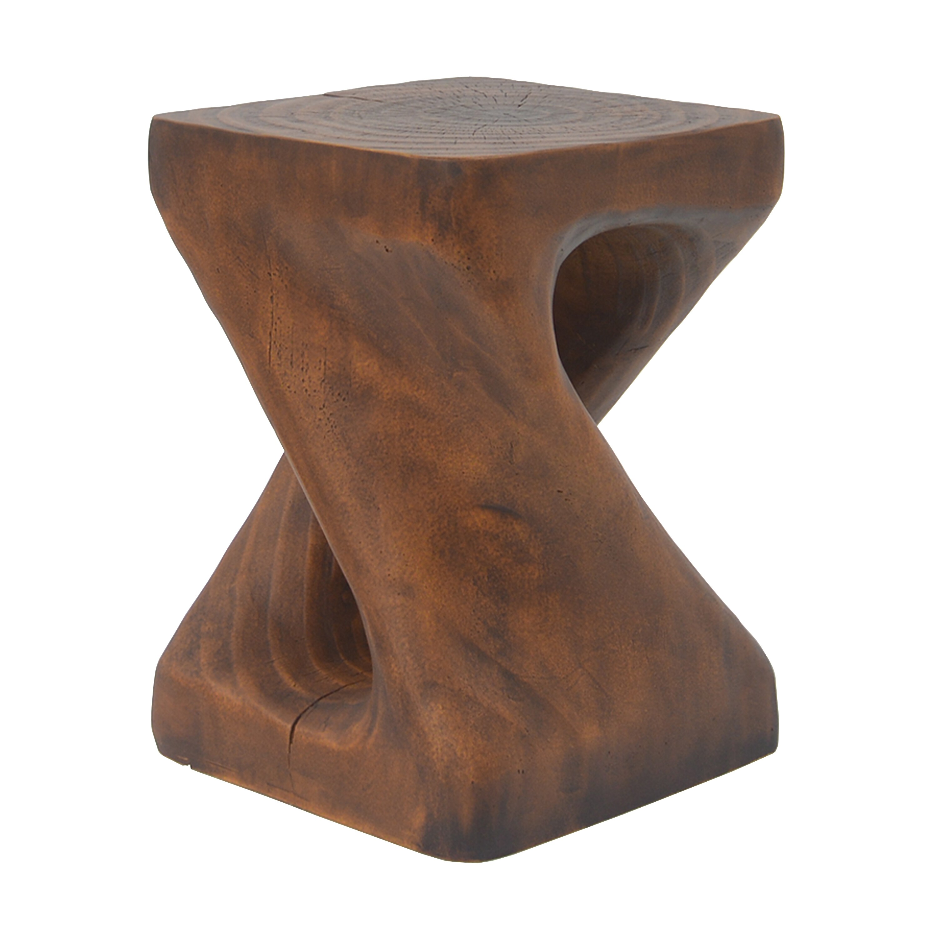 Unique Hollow Twisted Spiral Shape Side Table with Wood Grain