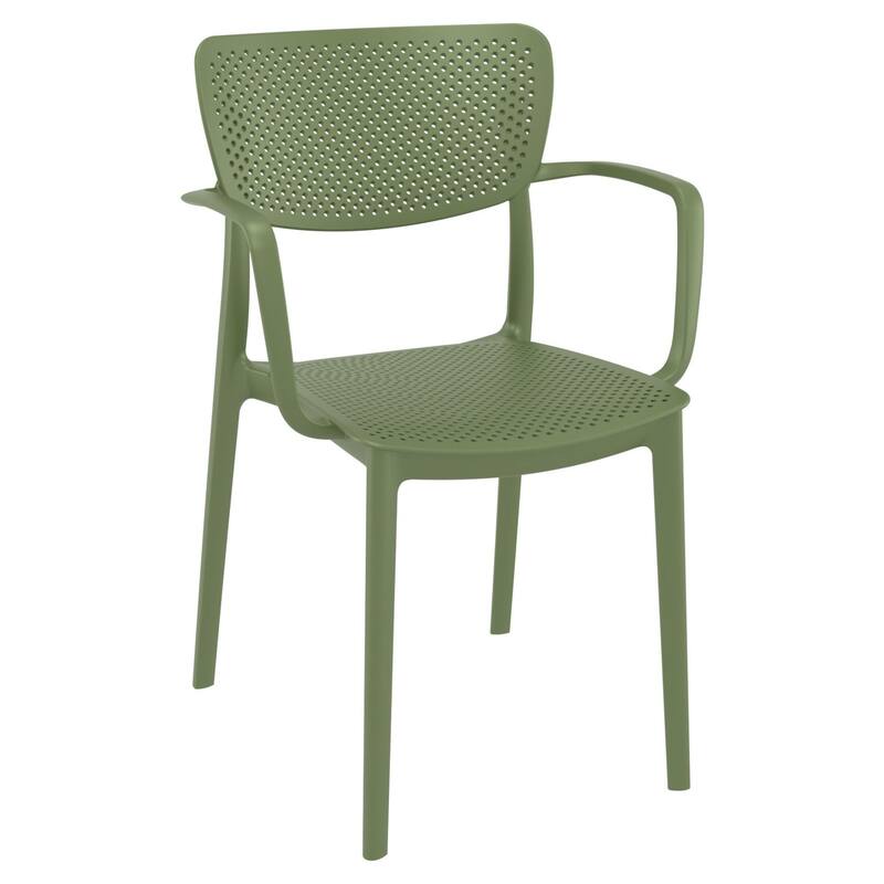 33" Olive Green Stackable Patio Dining Arm Chair
