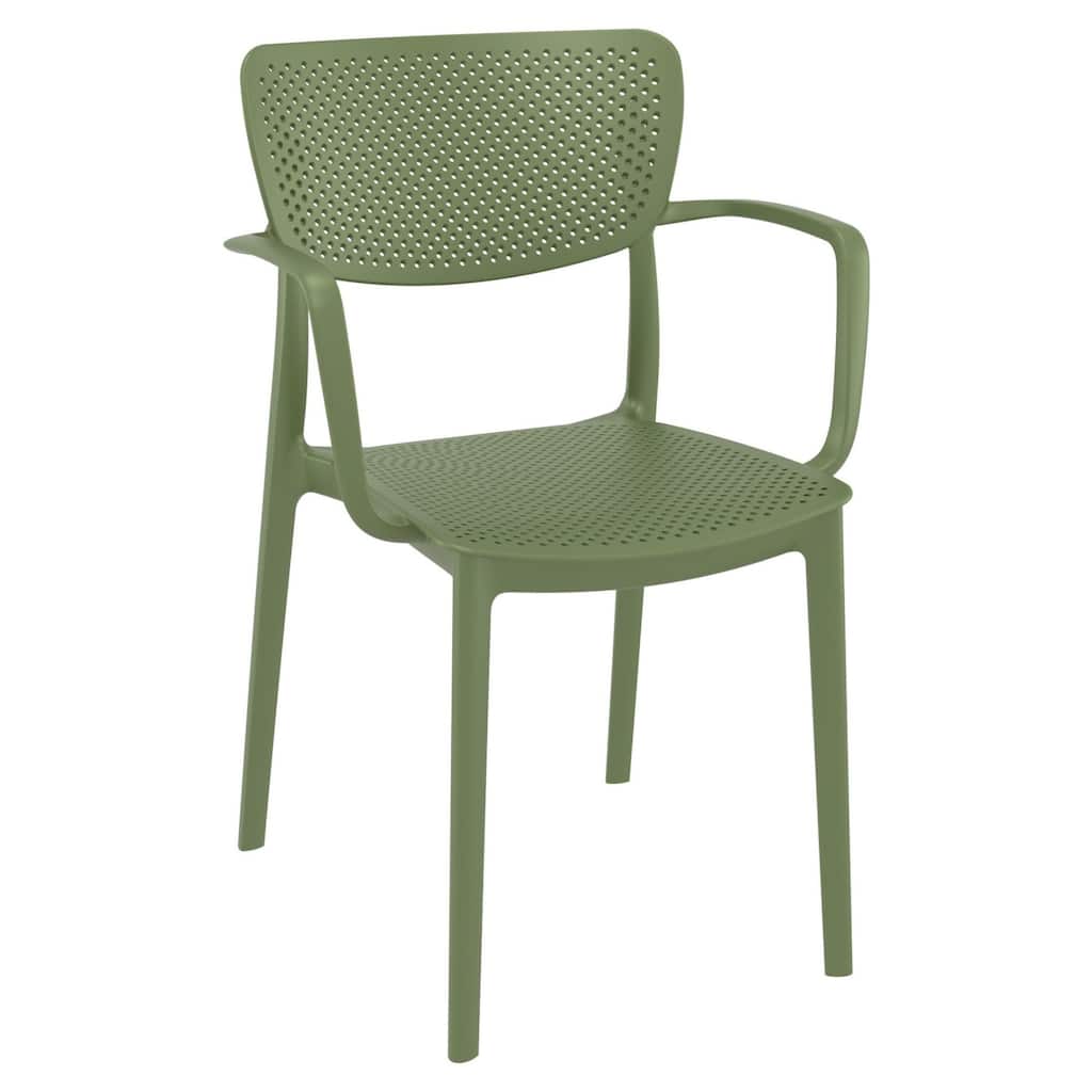 33" Olive Green Stackable Patio Dining Arm Chair