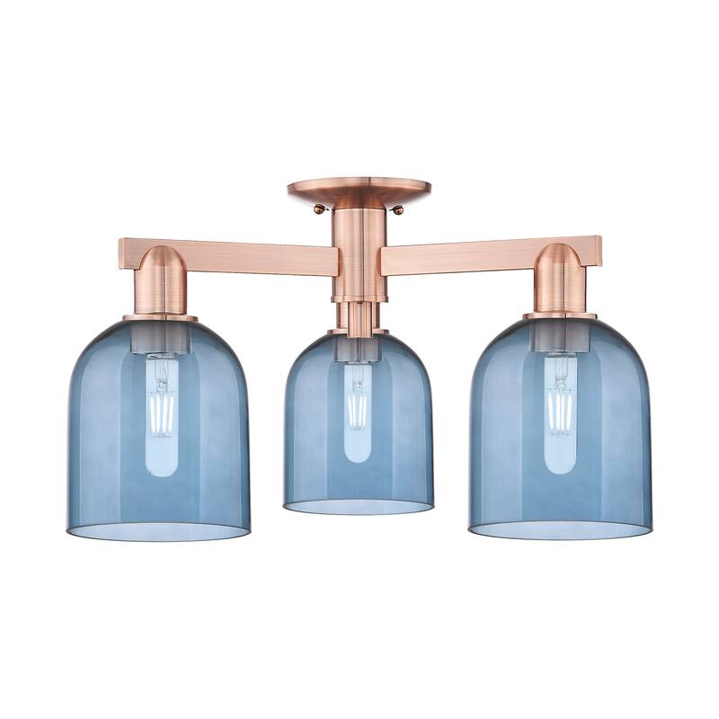 Innovations Lighting 716-3F-12-23 Bella Semi-Flush Bella 3 Light 23" - Antique Copper / Blue