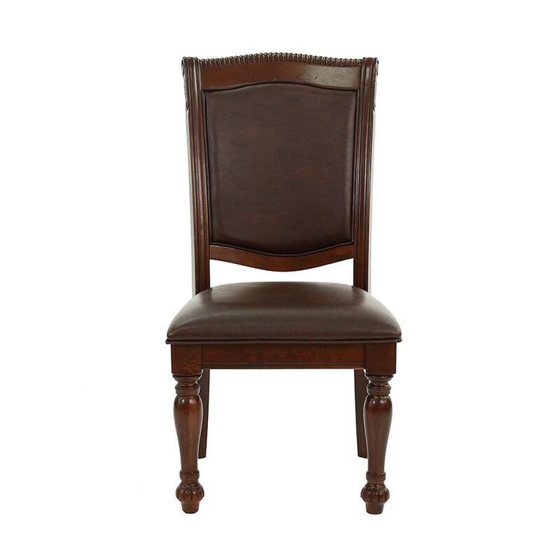 Dark Brown/Brown Faux Leather Upholstered Wood Frame Dining Chair, Set of 2, Sturdy Dining Chair for Dining Rooms - 24.6