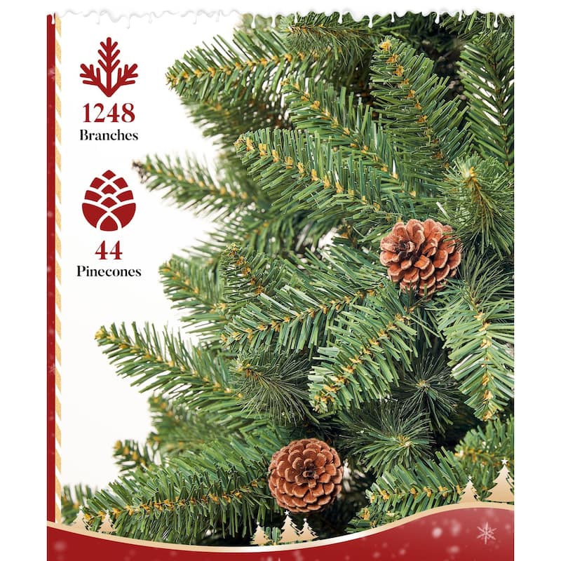 5ft/6ft/7ft Artificial Christmas Tree with Flame-retardant PVC and Metal Base